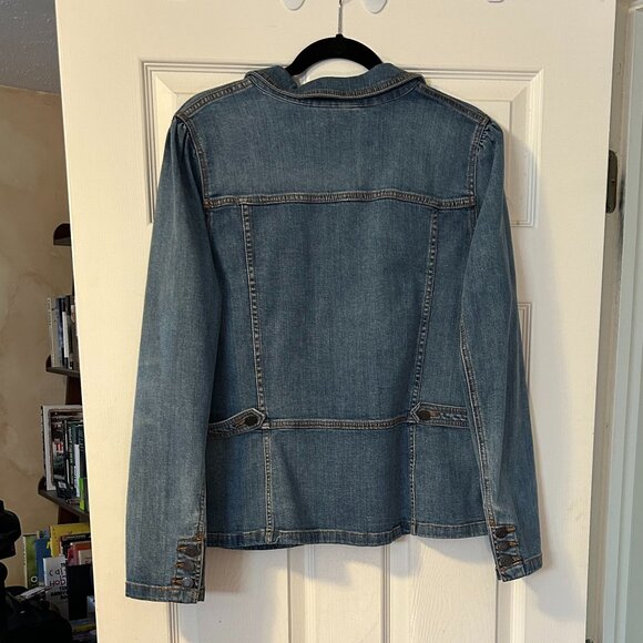 Talbots Ladies Stretch Peplum Denim Jacket, Size XL - Picture 2 of 4